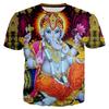 Summer Round Neck 3D Hindu Deities Graphic Print Top Fashionable Casual Short Sleeved Men's and Women's Unisex T-shirts