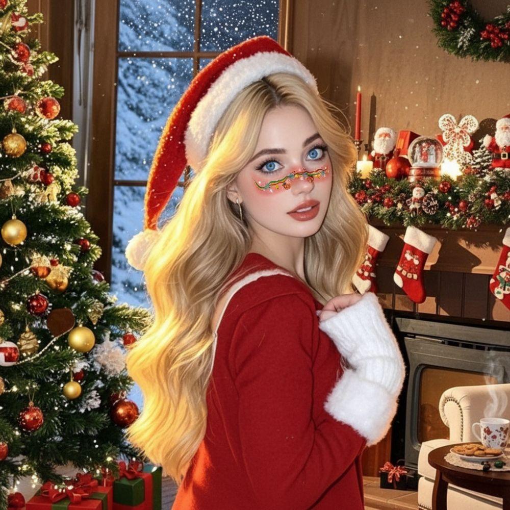 12pcs/set Waterproof Christmas Face Tattoo Colorful Makeup Stamping Cheek Decoration