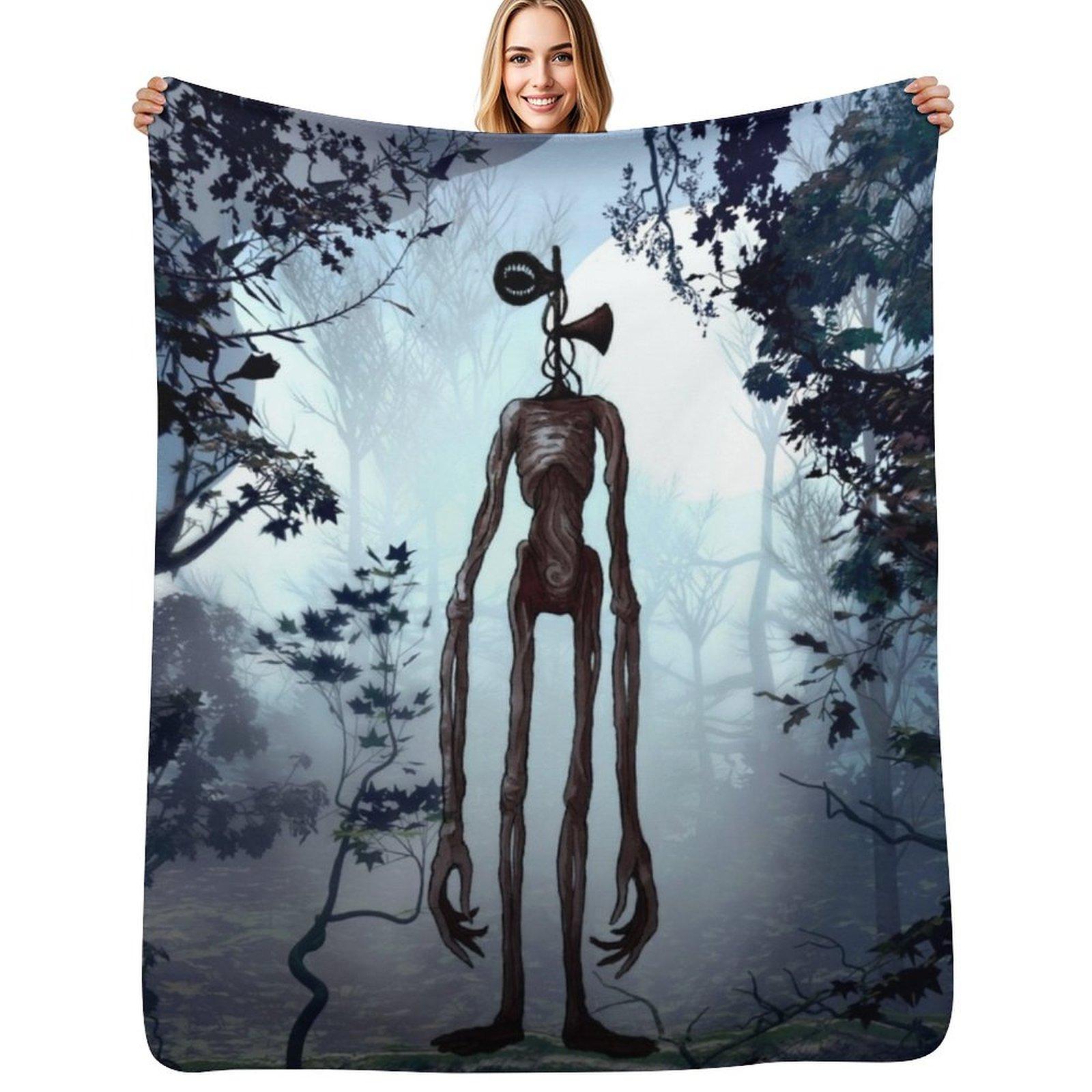 Siren head in dark forest Throw Blanket Outdoor Soft Blanket for Picnic Beach Camping Size: 75*100cm, Weight: 230 GSM
