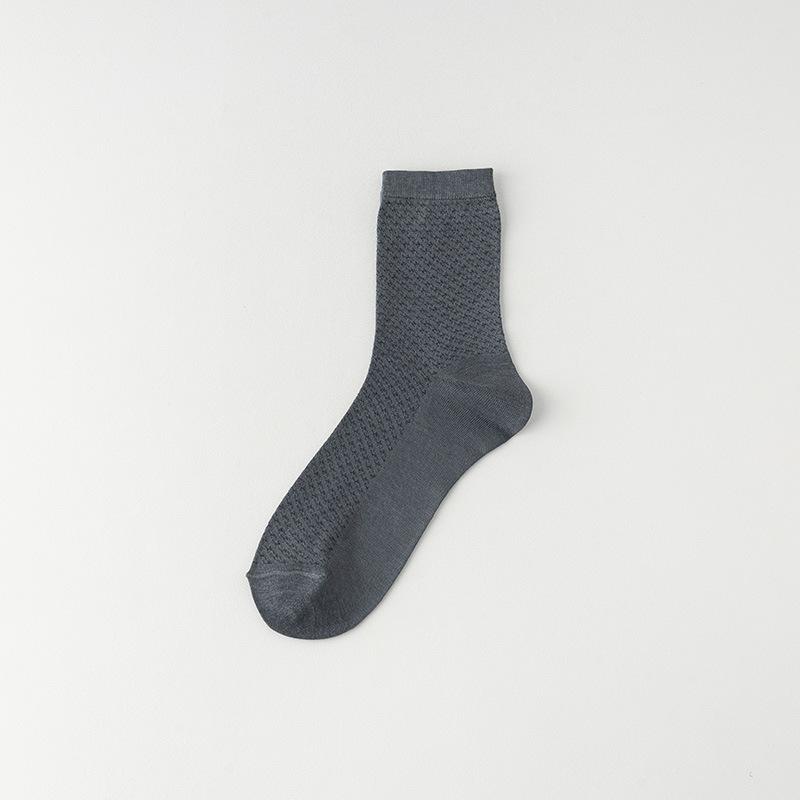 Bamboo Fiber Socks, Men's Mid-calf Socks, Thin Antibacterial and Deodorizing Mesh Breathable and Sweat-absorbing Business Long Calf Socks