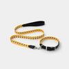 Premium Soft Fabric Dog Collar Leash Set Ins Style Adjustable Pet Neck Strap With Genuine Leather Trim