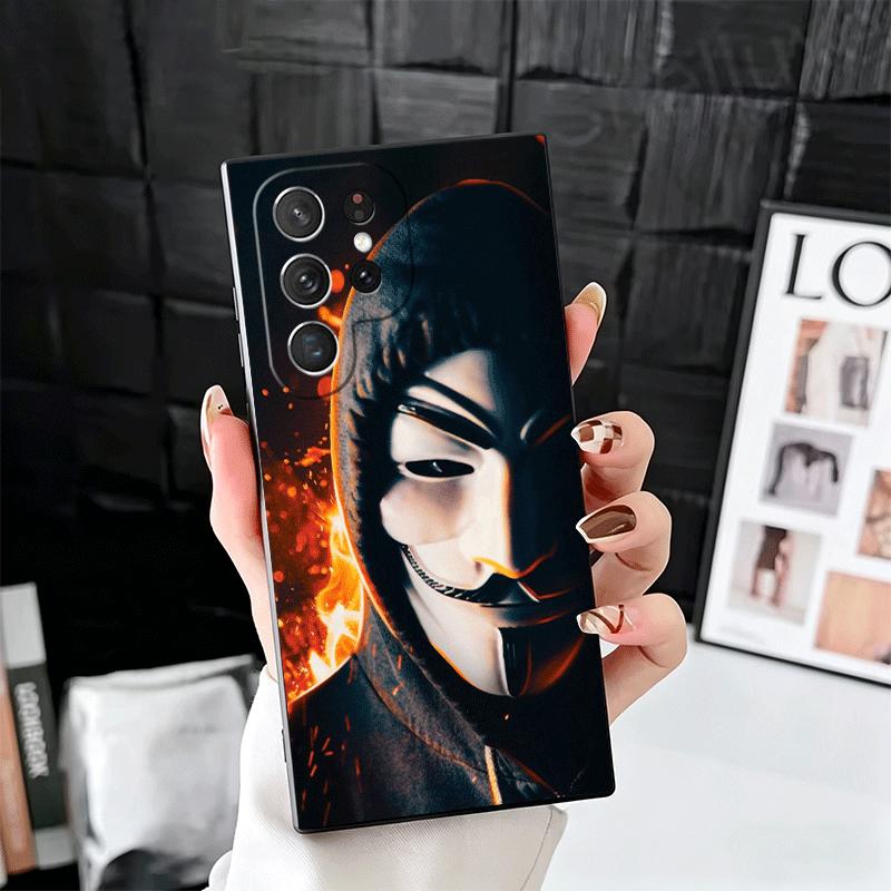 Anonymous V Mask Soft Phone Case for Samsung Galaxy S26 S25 Edge S24 Ultra S23 Plus S22 S21 FE S20 Black Cover Back Shell