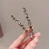 2Pcs Classic Retro Color Diamond Versatile Style One Word Clip Fashion Side Notch Pair Clip High End Elegant Hair Accessories