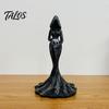 Niche Art Collectibles Gothic Faceless Witch Reaper Resin Statue, Vintage Black Robed Grim Figurine, Matte Spooky Interior Ornament Dark Desktop
