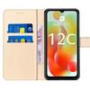Coque de protection - pour Xiaomi Redmi 12C/11A - Synthécuir doré - Antichoc - Portefeuille avec support