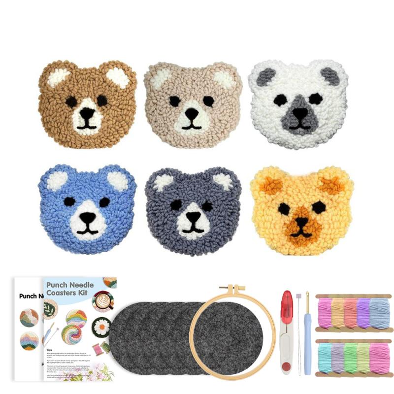 

6 шт. Иглы для вышивания с грибными узорами Набор для вышивания Игла для вышивания Набор подставок Подстриженный коврик для кружки Рукоделие Набор для самостоятельного изготовления для взрослых начинающих as the picture