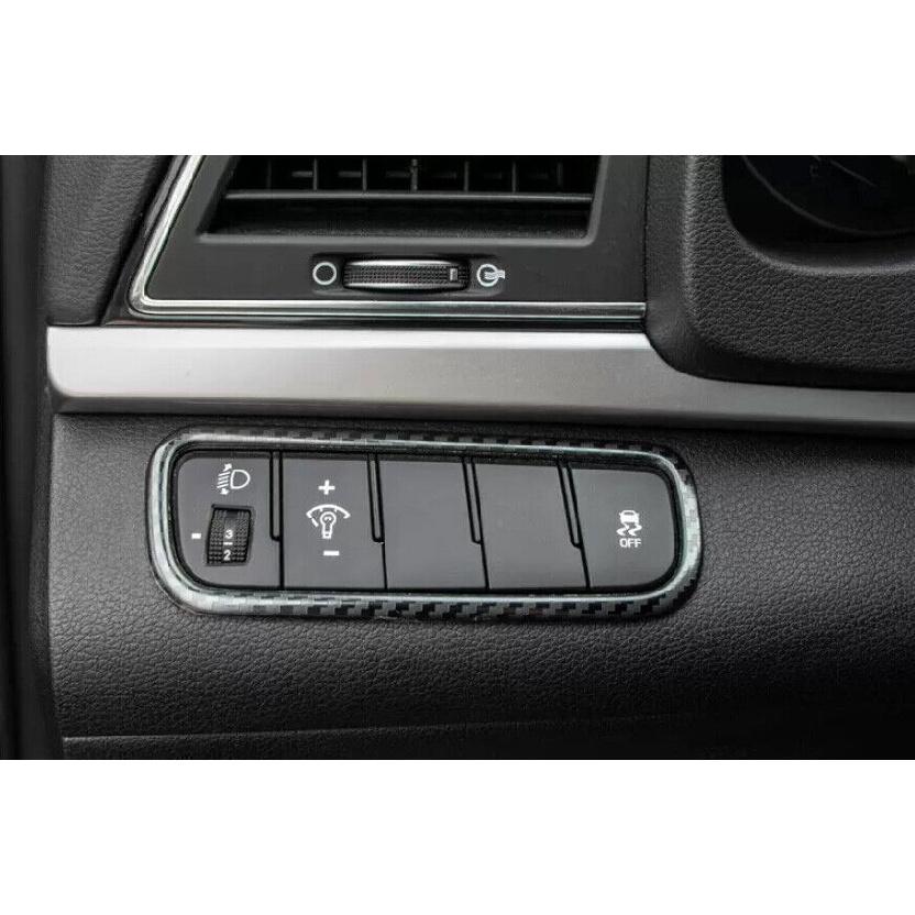 Steel Carbon Fiber Headlight Switch Control Frame Trim For Hyundai Elantra 17-20