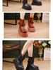 Women's 2025 Height-Increasing Martin Boots - Washed Cowhide Platform Ankle Boots with Buckle and Thick Sole