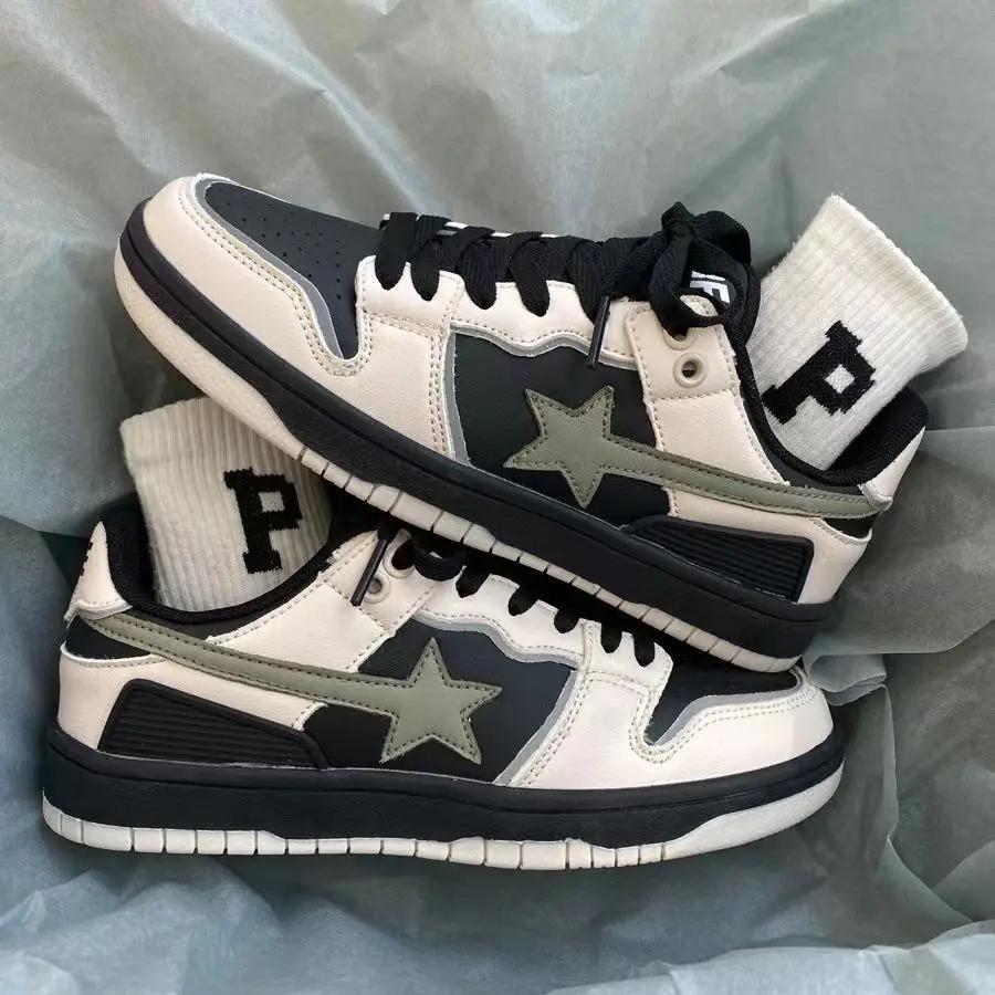 

Женская обувь Мужская классическая модная обувь Кроссовки Звезды Удобная дышащая обувь для скейтборда Спортивные туфли на открытом воздухе Белые туфли 42 чёрный