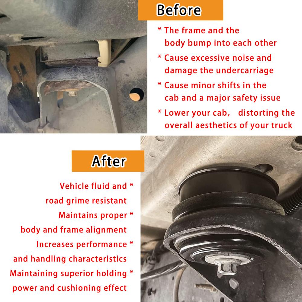 Silicone Body Mount Kit for 2008-2016 Ford F-250 F-350 Regular Cab Extended Cab Superior Cab Mount Bushings Improve Bumpy Ride