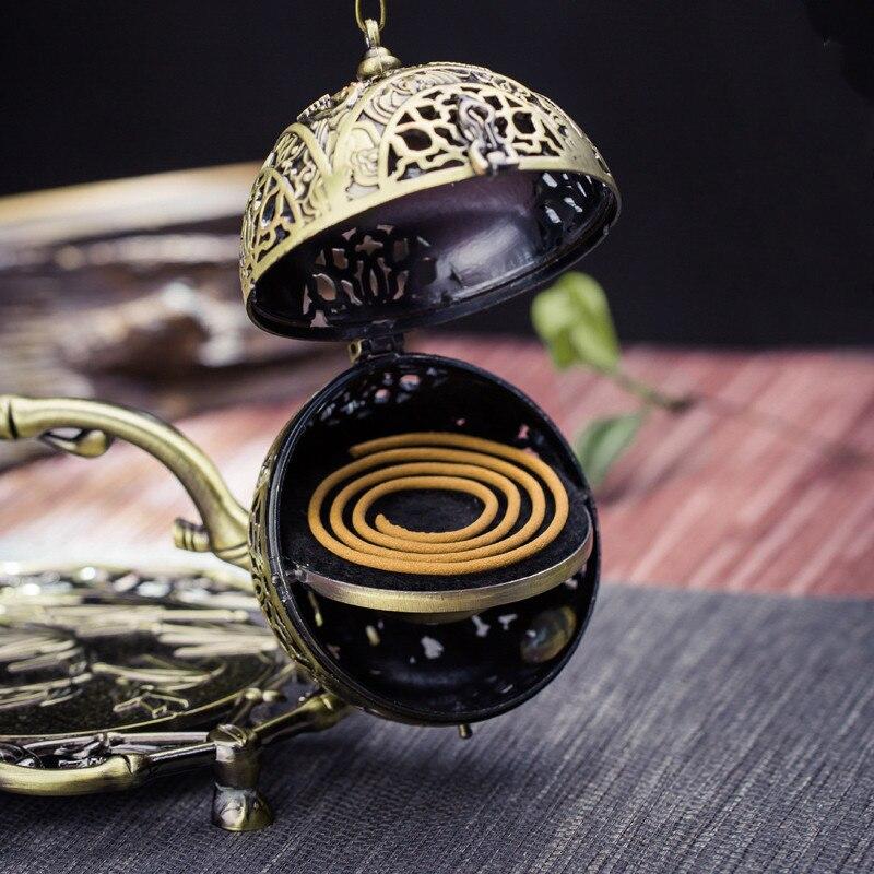 Creative Antique Hollow Dragon Hanging Backflow Incense Burner Metal Coil Incense Holder Aromatherapy Censer Gift Home Decor