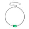 Silvere Glam New Square Emerald Bracelet From Europe And America, High-end Design Sense, Double-chain Jewelry, S925 Sterling Silver Chain