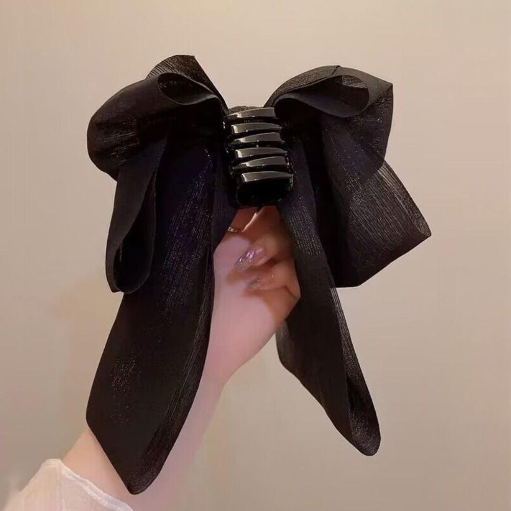 Beads Shiny Rhinestone Hair Claw Elegant Women Sequin Hairgrips Fashion Black Bow Shark Clip  Daily