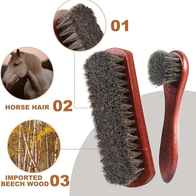 4 Pezzi Pennello per Scarpe Lucido in Crine di Cavallo Applicatore Lucidante Spazzola per la Cura delle Scarpe Stivali Spazzola per la Pulizia del Camoscio Pulizia Dettagli Interni Auto