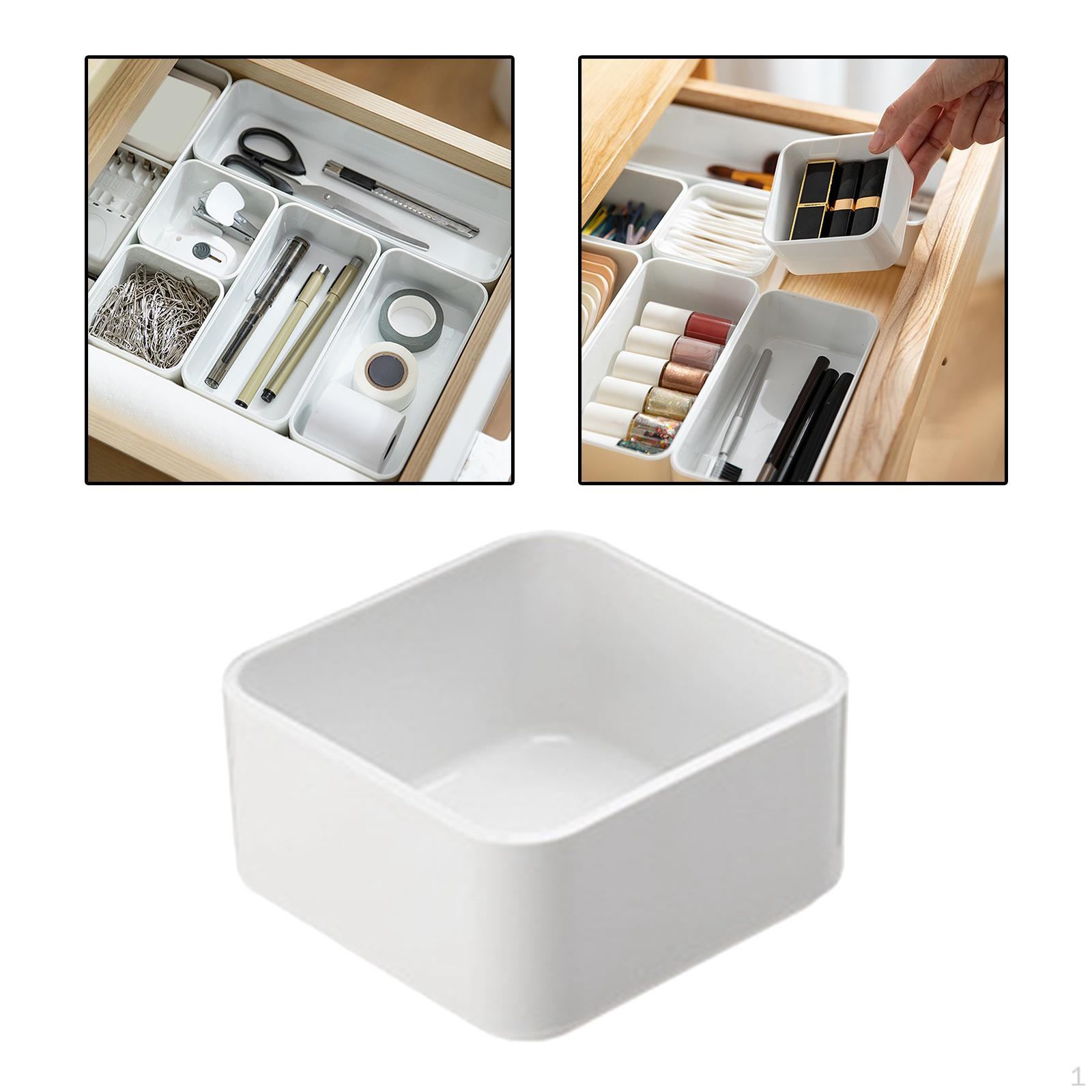 Desk Drawer Organizer, Stationery Holder Bin Divider Case Stackable Storage Container for Kitchen Small
