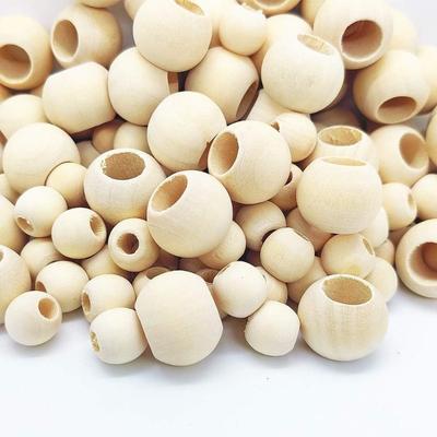 100pcs Wood Round Spacer Beads Wooden Large Hole Craft Balls Natural Unfinished Macrame Beads for Jewelry Making DIY Accessories