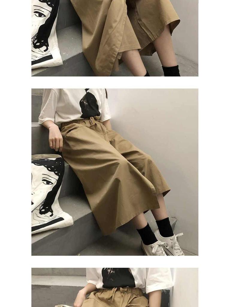 Frühling/Sommer 2020 Ulzzang High Waist Weit Bein Cropped Rockhose für Damen