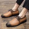 Pink Designer Leather Shoes Man Large Size 38-48 Retro Business Casual Shoes For Man Party Shoes Lace-up Pointed Gentleman Shoes