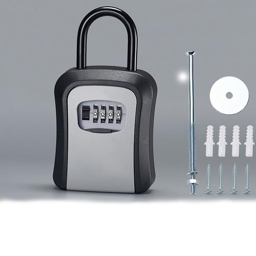 

Кодовый ящик для ключей с 4-значным кодом, бесплатная установка, уличный парольный ящик для ключей, удлиненный крючок для запирания, подвесной стальной трос, водонепроницаемый серый