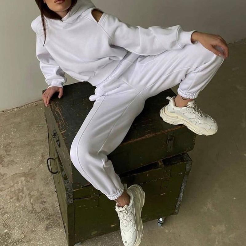 2026 Womens Casual Lounge Set Hooded Sweatshirt Wide Leg Pants Outfit