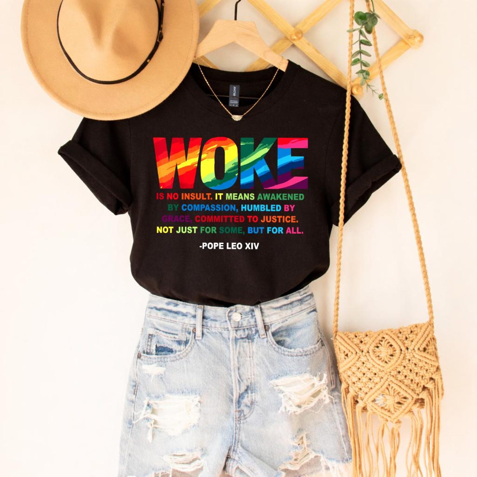 Woke Is No Insult T-Shirt | No Kings Shirt, Anti Trump Tee Pope Leo XIV Quote, Christian Liberal Tee S