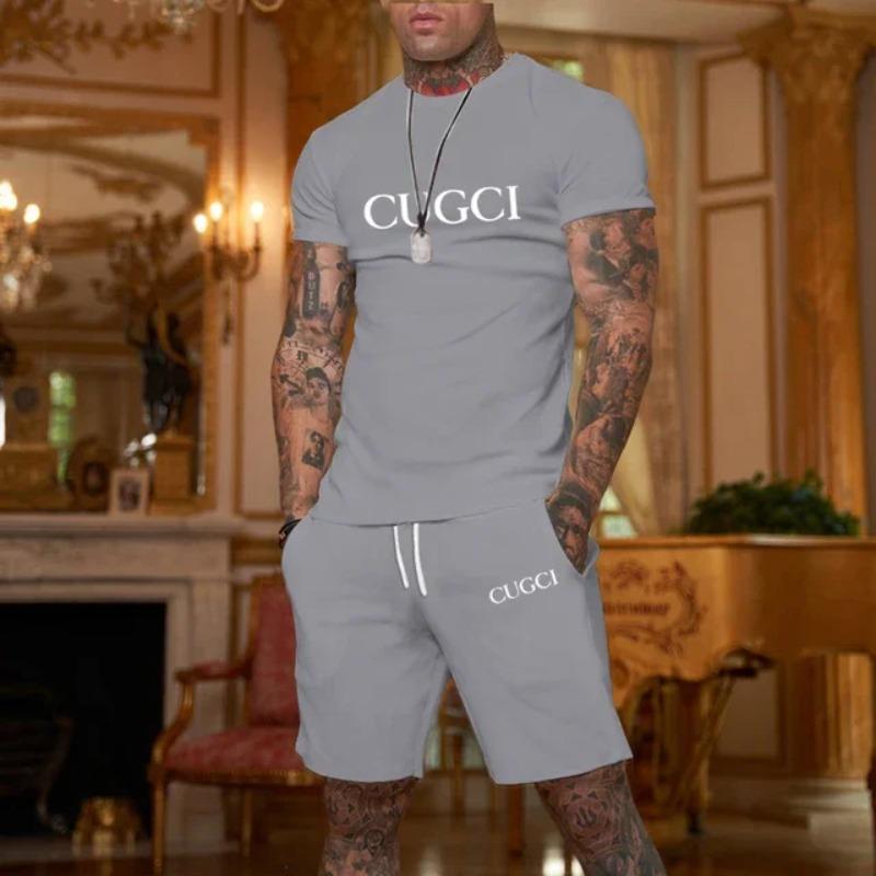 Tricou de vară 2026, set sport casual cu pantaloni scurți pentru bărbați, îmbrăcăminte la modă cu mânecă scurtă, tendință casual pentru cumpărături, esențial pentru călătorii