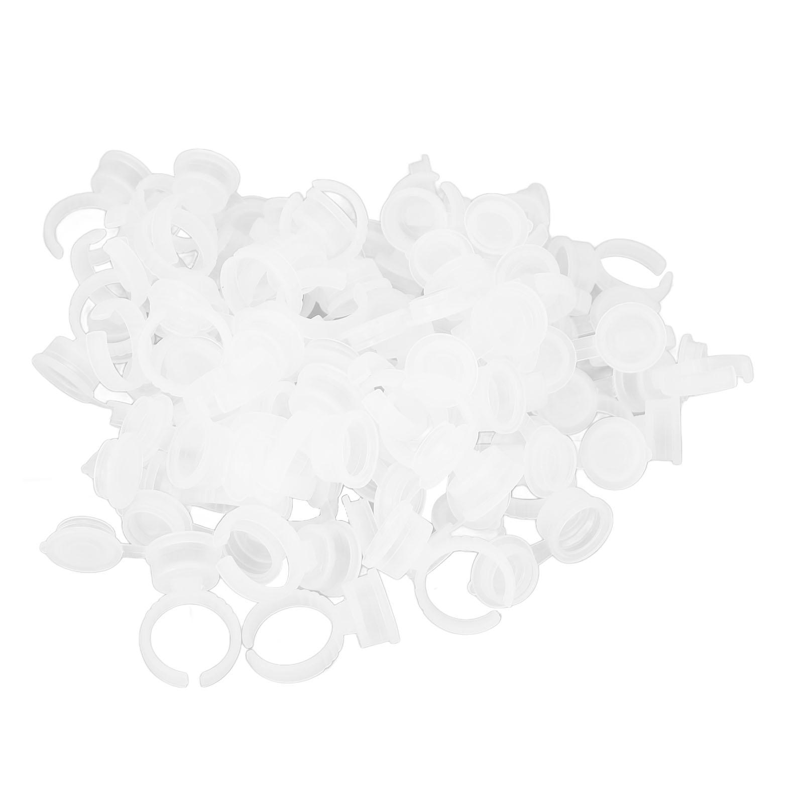 

100pcs Disposable Tattoo Ink Ring Cup with Dustproof Lid Microblading Pigment Ring Cup for Eyelash белый