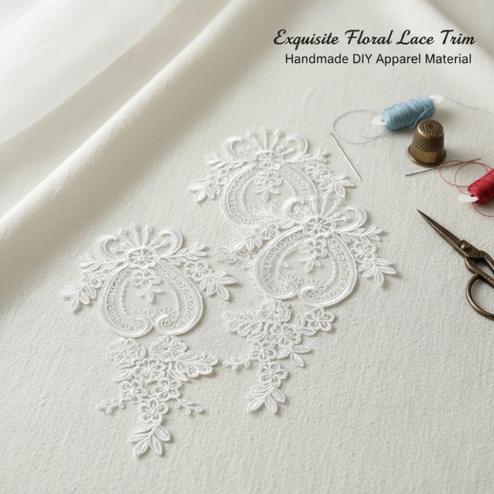 2pcs Organza Fabric Lace Applique Patch Handmade Craft DIY Sewing Lace Accessories  Quilting