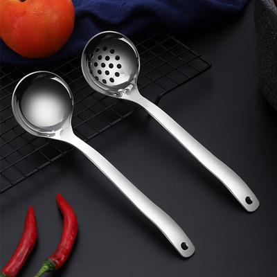 New Long Handle Colander Soup Ladle Spoon Stainless Steel Tableware Fine Holes Skimmer Japanese Tablespoons Home Kitchen Gadgets