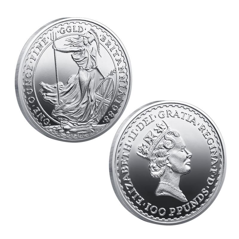 1Pcs Brilliant Queen Elizabeth Ii On Obverse Pound Britannia Commemorative Coin Elizabeth Ii Dei Gratia Regina Coin серебряный