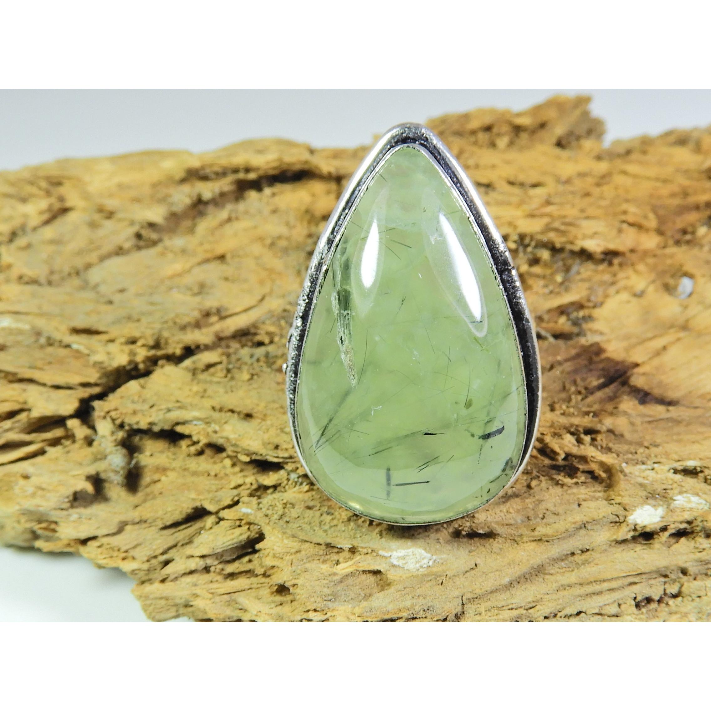 

Natural Prehnite 925 Solid Sterling Silver Ring Size US-7 PG-245