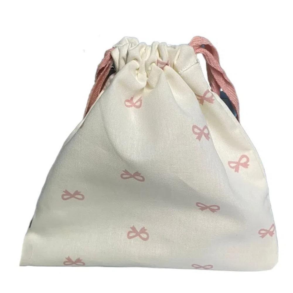 Bow Printed Drawstring Storage Bag Portable Drawstring Hanging Bag Diaper Pouch Cotton Pouch  Work M розовый