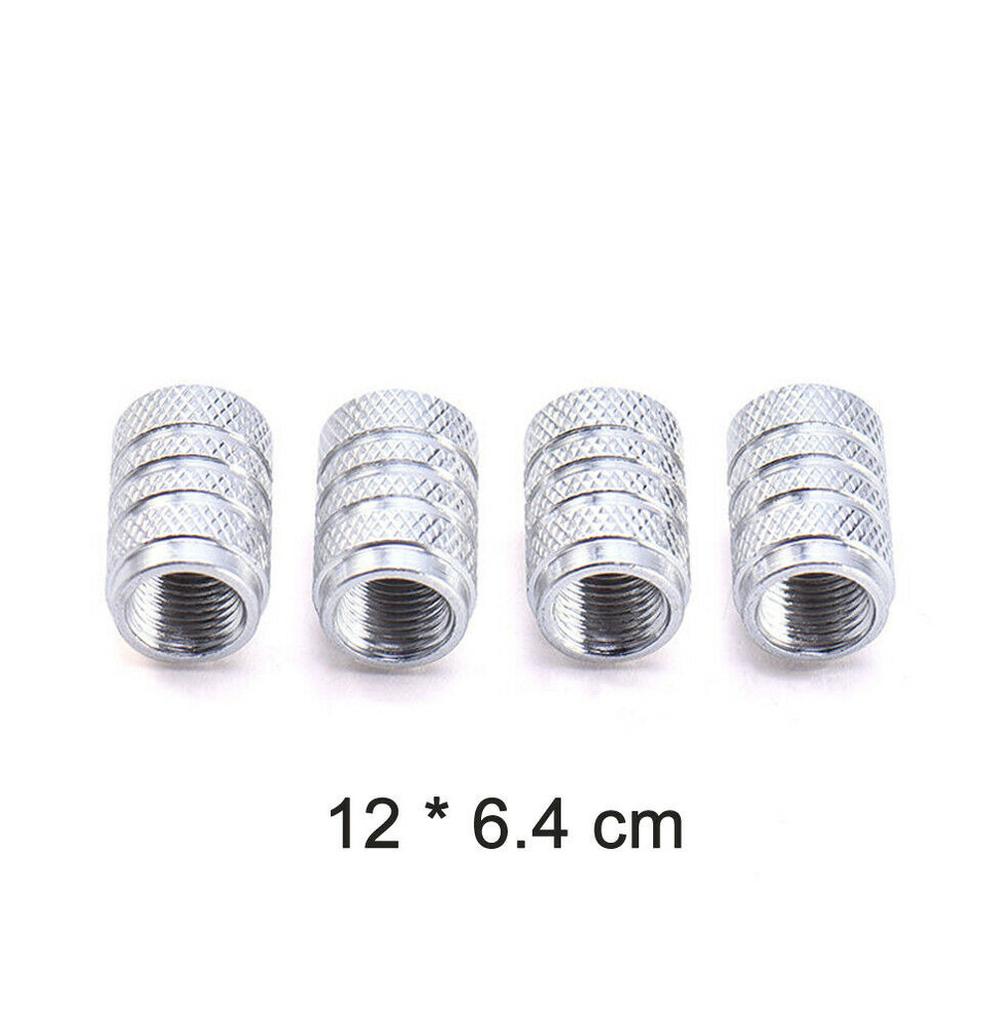 4x Silver Aluminium Bilhjul Däck Luftventil Stammar Kapslar Dammkåpor Tillbehör Biltrimning Yttre Delar Tillbehör Produkter