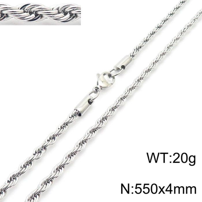 Minimalistischer Trend Dicke und dünne Schlüsselbeinkette Accessoires, Rock Hip Hop Stahlfarbe Herren- und Damen Titanstahl gedrehte Kette Halskette