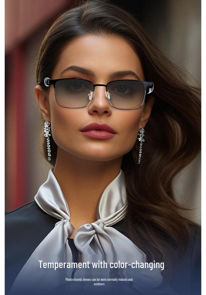 Bluetooth Smart Glasses with Photochromic Blue Light Lenses, Music & Call Features, Replaceable Lenses Sunglasses