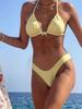 1011 European and American New Pure Plaid Printing Swimsuit Female Sexy Backless Strap Bikini Swimsuit