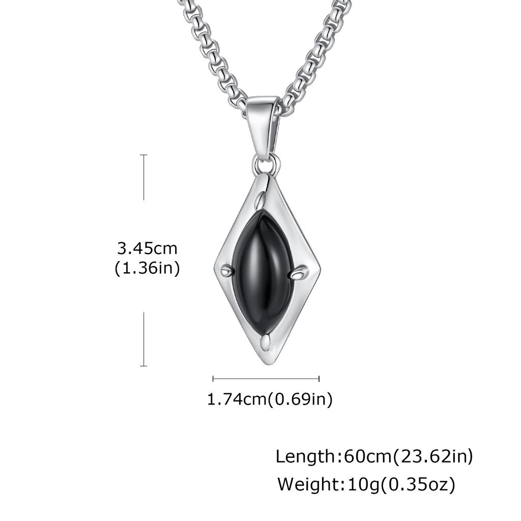 Trendige Geometrie Halskette für Männer,Hochwertige Edelstahl Naturstein Anhänger Halskette,Geburtstagsgeschenk für Ehemann Vater Ihn