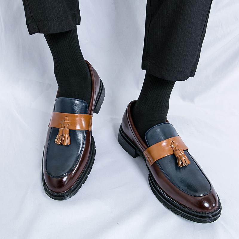 Mode Modemarke Herren Bequeme Quasten Lederschuhe Frühling Herren Farbblock Business Formelle Kleidung Ein Fuß Freizeit Lederschuhe