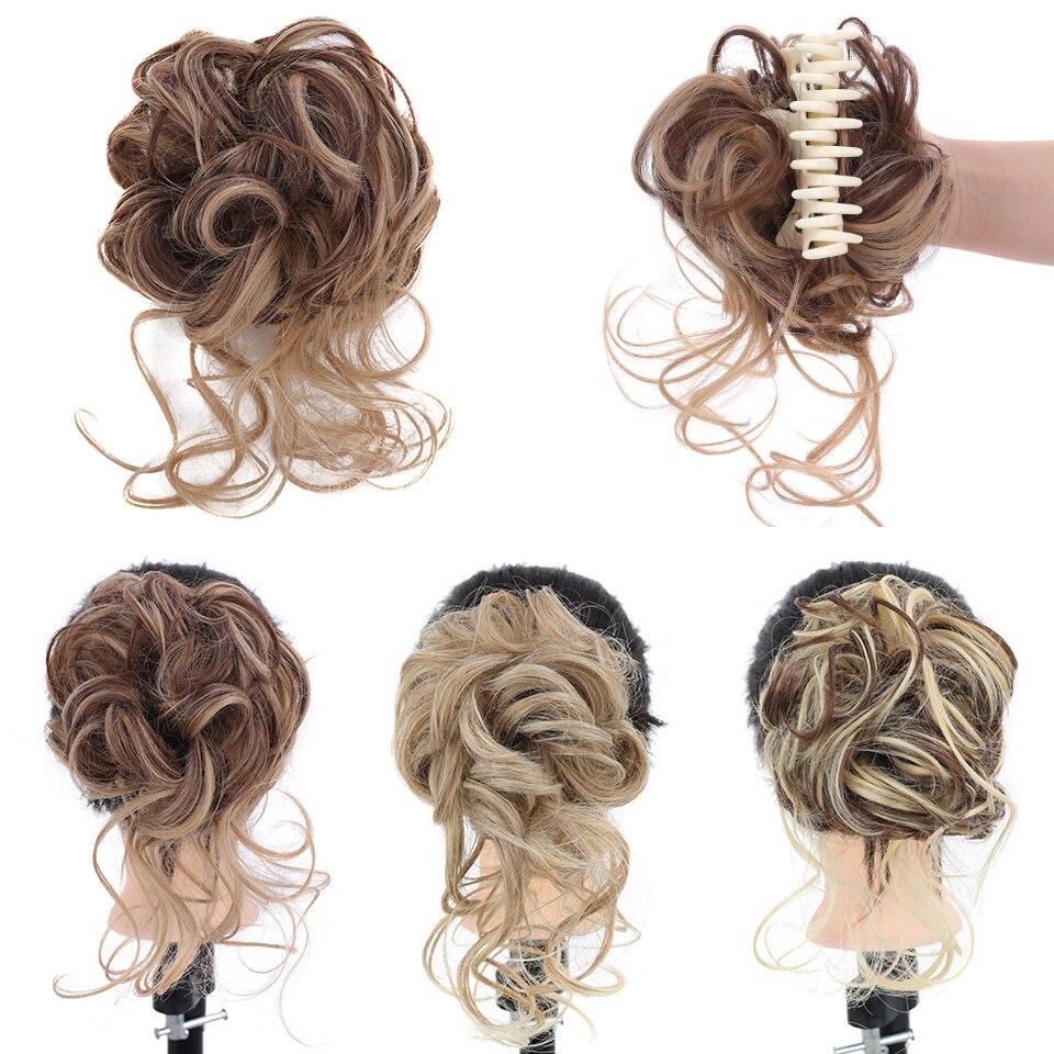 LUPU Synthetic Messy Curly Claw Clip In Hair Extension Chignon Donut Roller Hairpiece For Women Heat Resistant Fake Hair Bun
