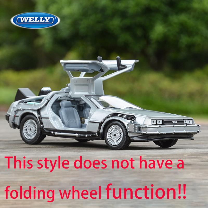 WELLY 1:24 Diecast Alloy Model Car DMC-12 delorean back to the future Time Machine Metal Toy Car For Kid Toy Gift Collection