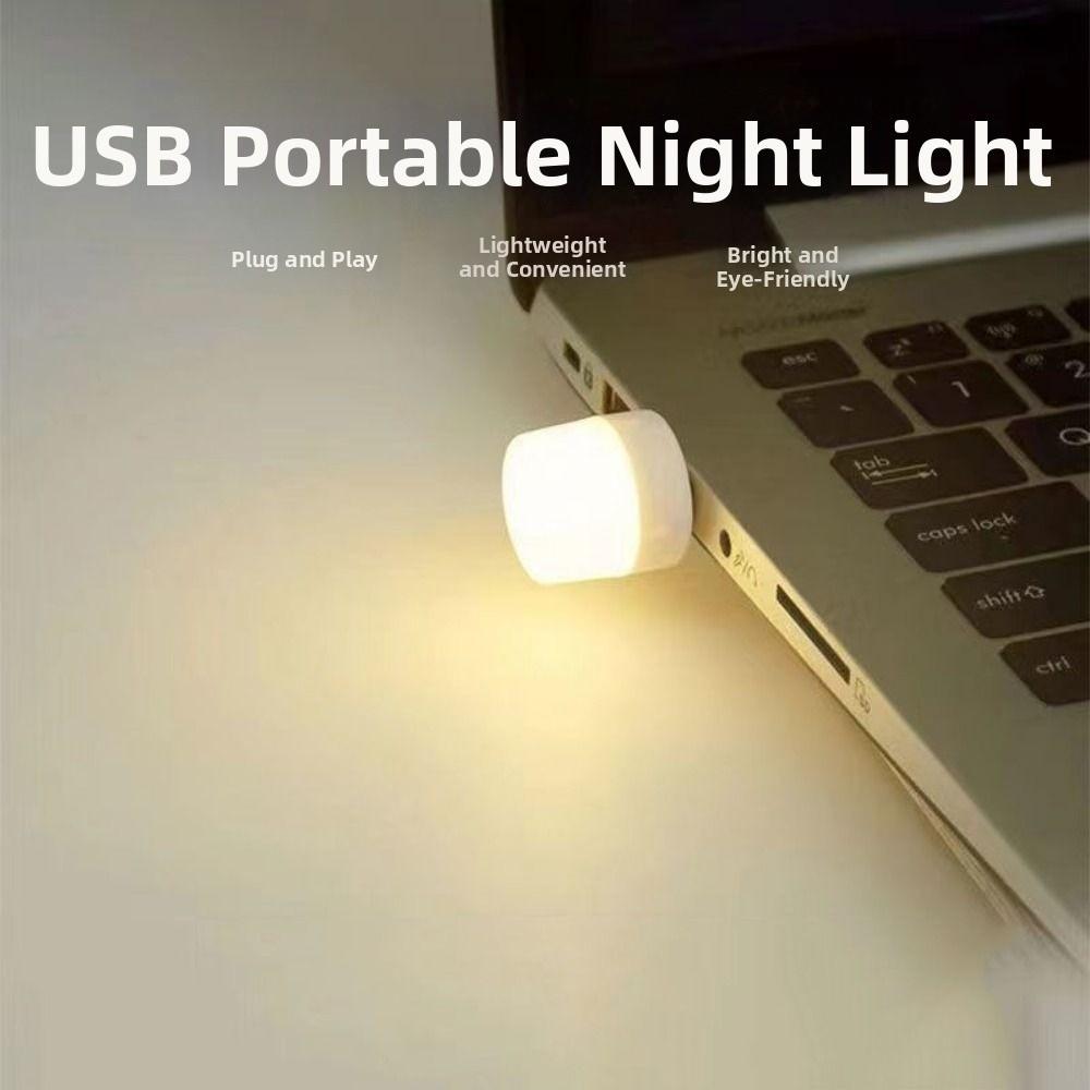 Round Shape Mini USB Night Light Mini Size USB Plug Lamp Eye Protection Lamp Reading Books