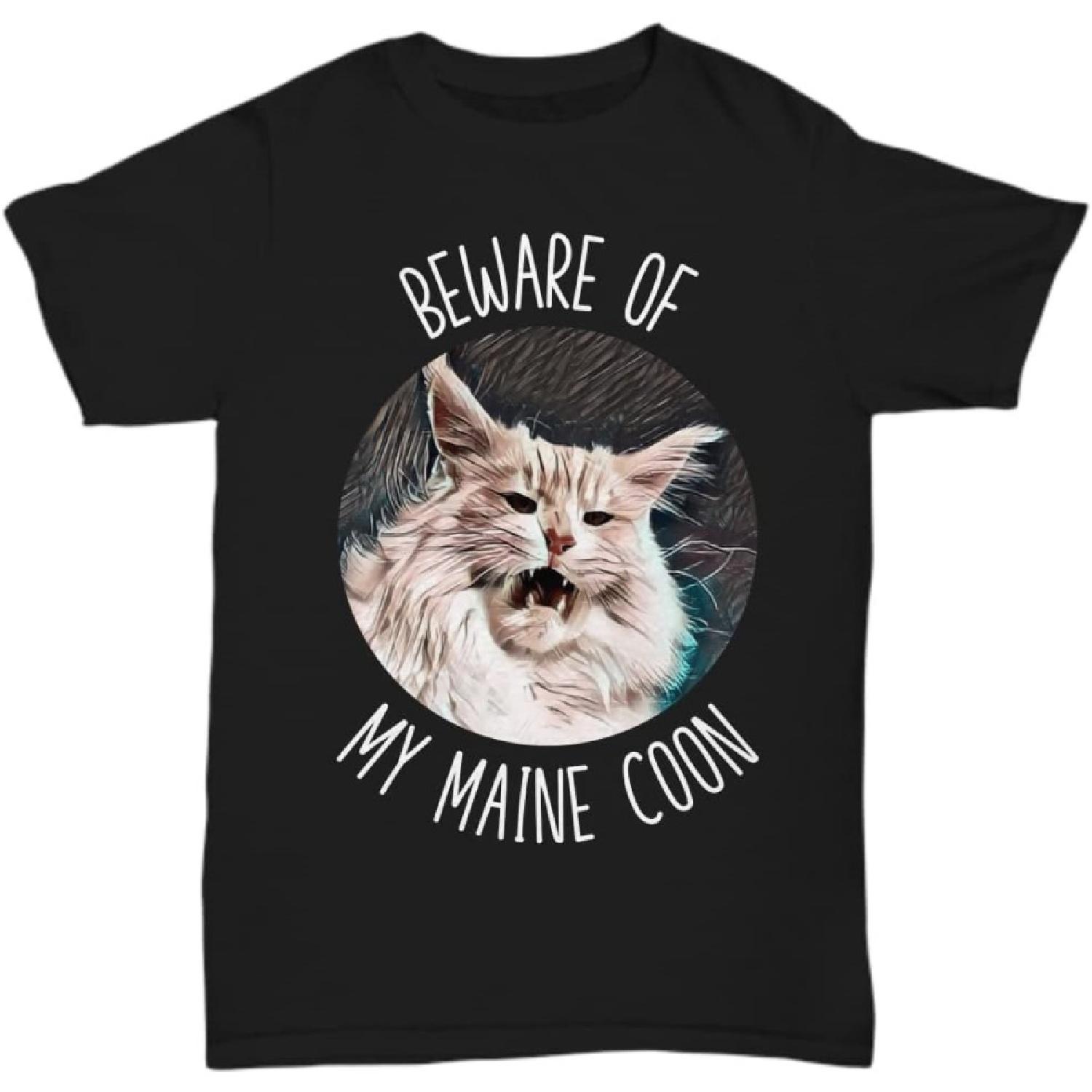 Maine Coon Cat Tshirt, Beware of Cat Tshirt, Maine Coon Lover Gift, Cat Dad Tshirt, Cat Mom Tshirt, Cat Owner Gifts Black XXXXXL разноцветный