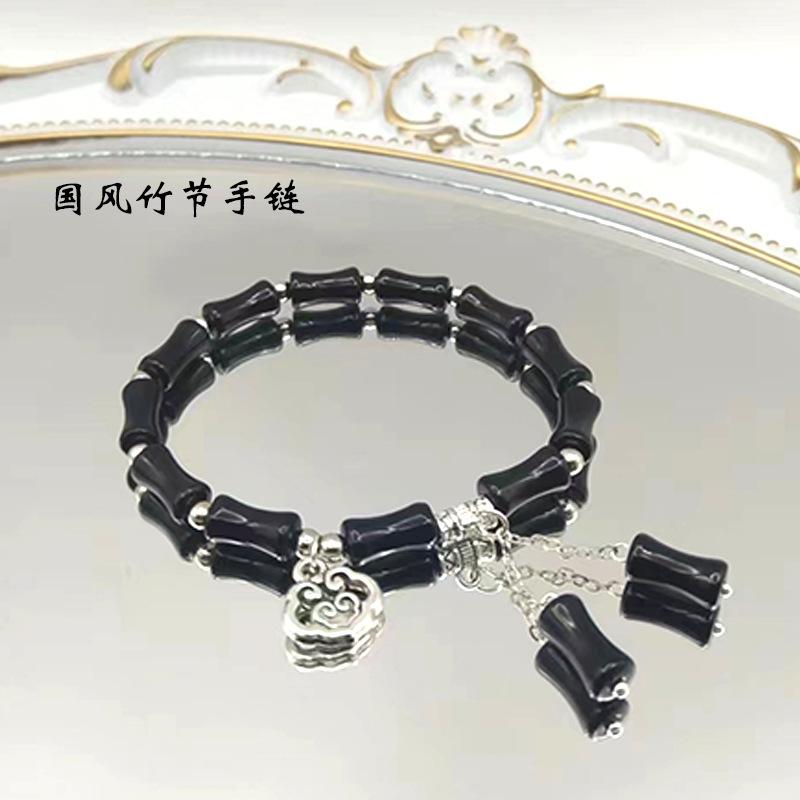 New Chinese Style National Style Bamboo Knot Peace Lock Tassel Bracelet Design Sense Niche Bracelet Personality Temperament Unisex Retro