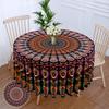 63 Inch Waterproof Peacock Mandala Round Tablecloth Purple Red Yellow Blue Outdoor Patio Dining Table Cover