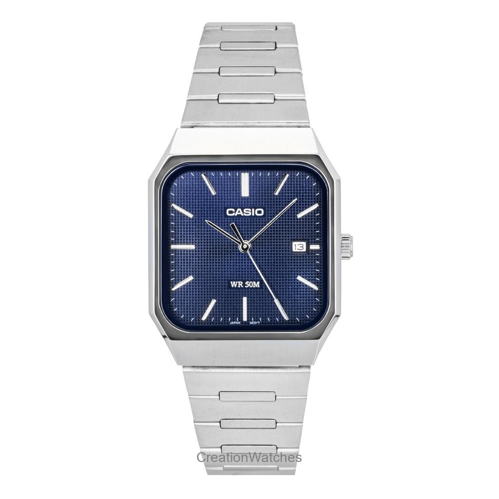 Мужские часы Casio Standard Analog из нержавеющей стали с синим циферблатом, кварцевые MTP-B185D-2A1V синий