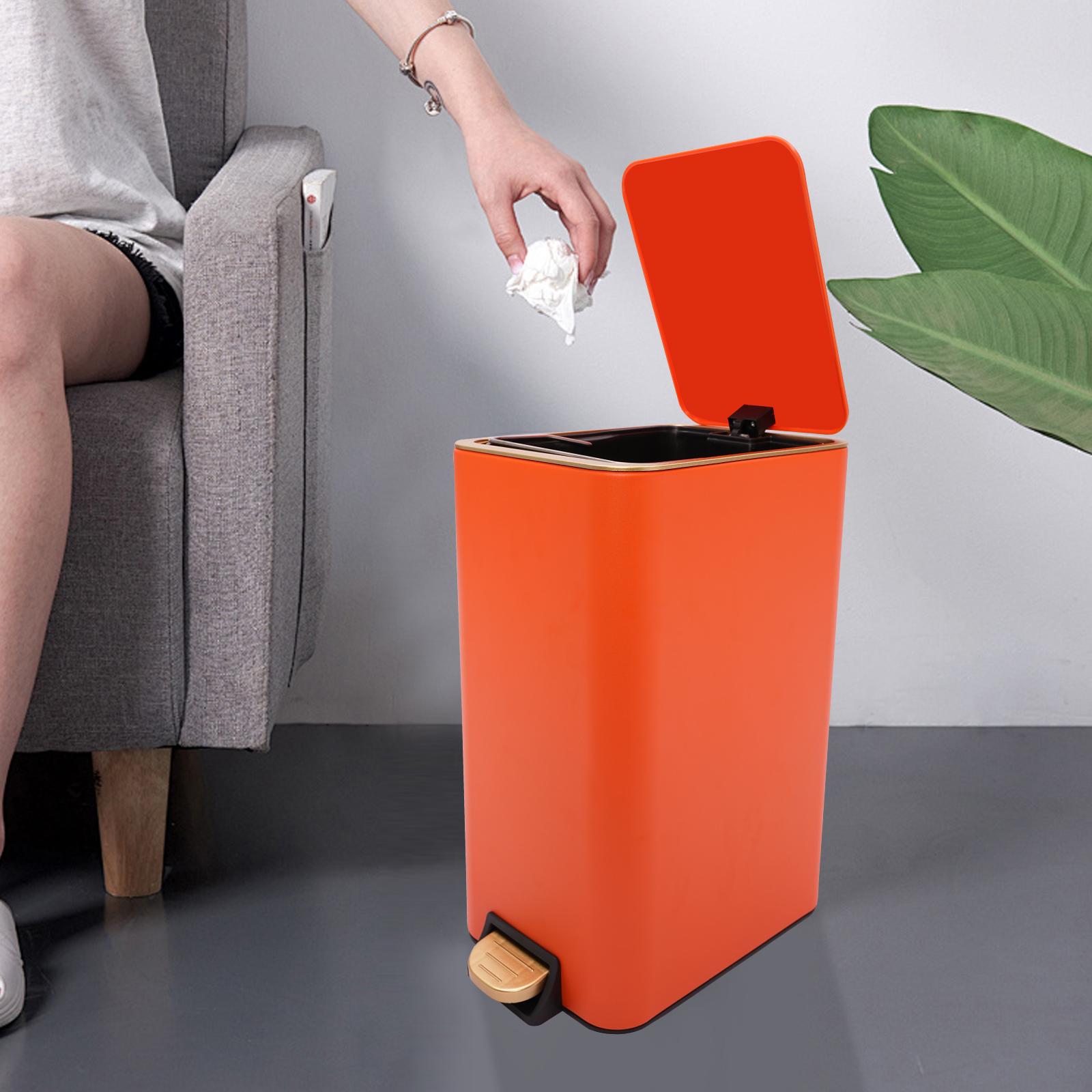 

12L White/Orange/Black Step PP Trash Bin,Free Standing Trash Can with Lid for Kitchen,Bedroom 12L оранжевый
