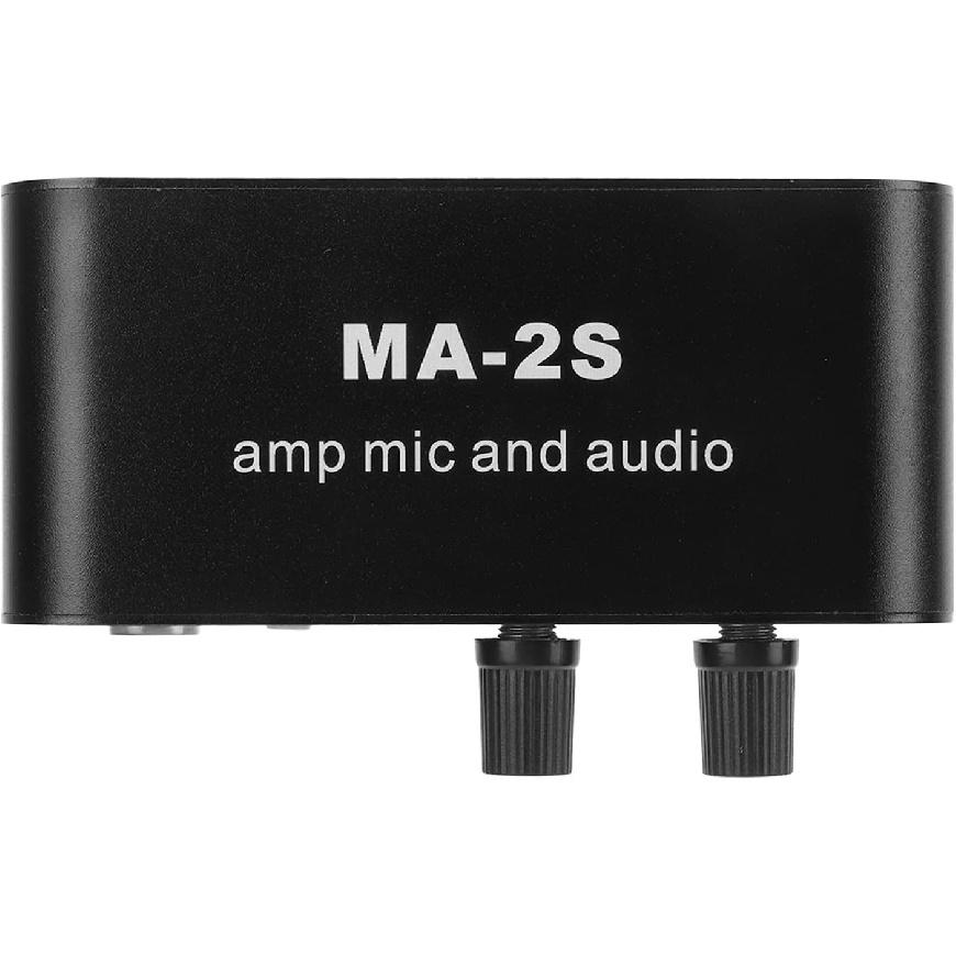 Small Stereo Audio Preamplifier 3 Output Ports Aluminum ABS Headphone Amplifier for Loudspeaker 6.5mm Dynamic Microphone 3.5mm Condenser Interface