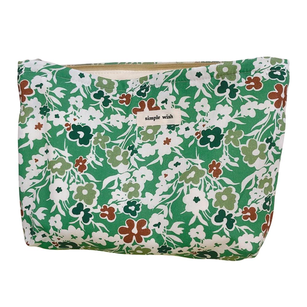 518 Flower Pattern Canvas Makeup Cosmetic Bag Travel Toiletry Organizer Storage Pouch