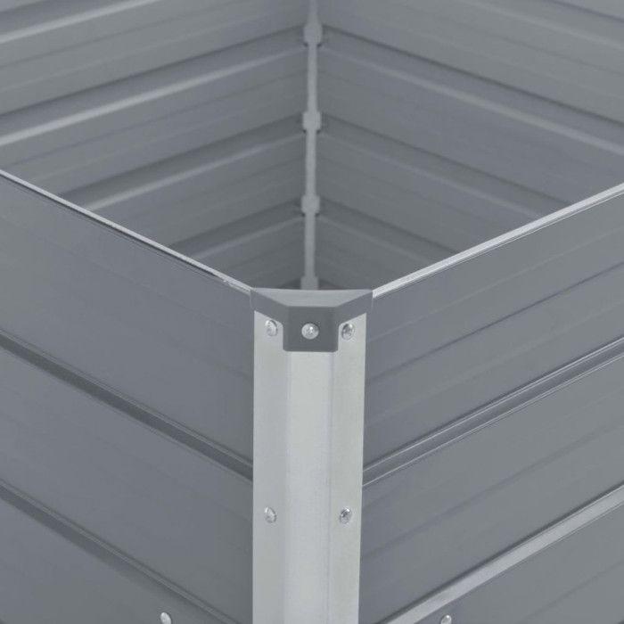 Jardinière carrée VIDAXL - Gris - Acier galvanisé - 100 x 100 x 77 cm - 100 l