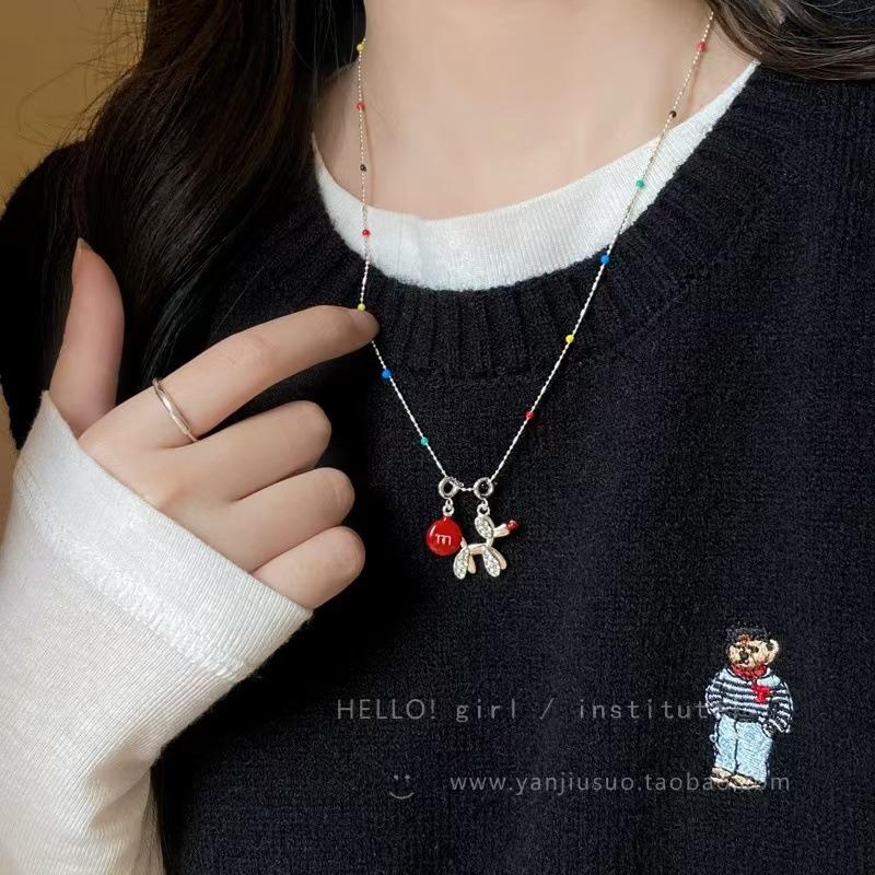 Cute Cartoon Cat Pendant Necklace Woven High-end Personality Necklace